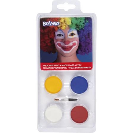 18 stuks: Set Palet schmink op waterbasis Clown - 4 potjes en 1 applicator