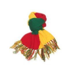 Sjaal gebreid rood/geel/groen