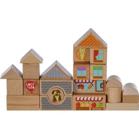 Lucy & Leo LL174 - Kinder speelgoed houten blokken in opberg blik