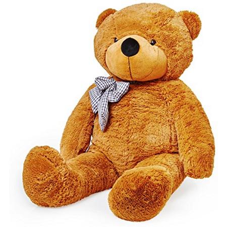 Lumaland - Reuze XXL Teddybeer - pluche knuffelbeer met knopogen - 120 cm - Bruin