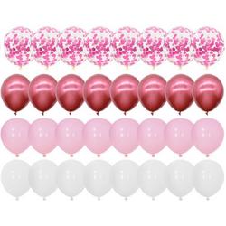 Luna Balunas 50 Stuks Roze Latex Ballonnen Helium Papier Confetti