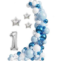 Luna Balunas Set Ballonnen Blauw Ballonnenboog Eerste Verjaardag 1 jaar versiering