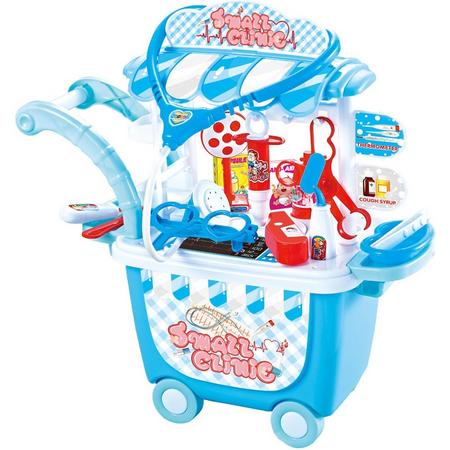 Dokter speelgoed trolley -  25-delig - Blauw