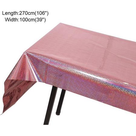Glitter Tafelkleed - Wegwerp Party Glitter Tafelkleed - Rechthoekig - 270x100cm - Waterdicht - Feestversiering - Verjaardag - Babyshower - Kinderfeest - Roze