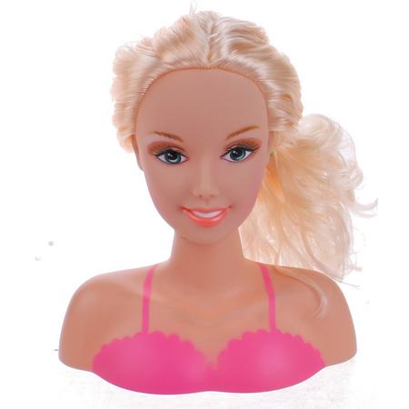Luna Kaphoofd Roze Met Blond Haar 20 Cm 10-delig