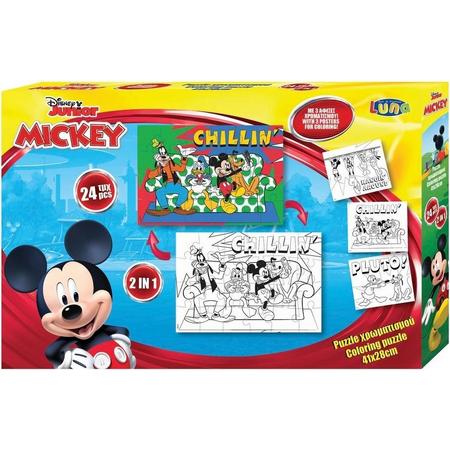 Luna Kleurplaat En Puzzel Mickey Mouse 41 Cm Karton 24 Stuks