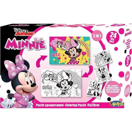 Luna Kleurplaat En Puzzel Minnie Mouse 41 Cm Karton 24 Stuks