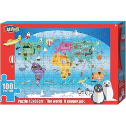   Kleurplaat En Puzzel Wereld 49 Cm Karton 100 Stuks