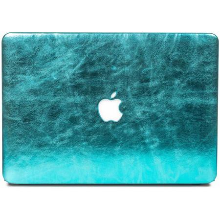 Lunso - cover hoes - MacBook Air 13 inch (A1932) - Shiny leer lichtblauw