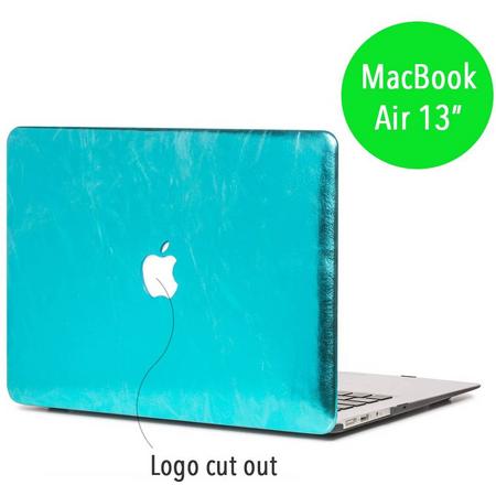 Lunso - hardcase hoes - MacBook Air 13 inch - shiny leer lichtblauw