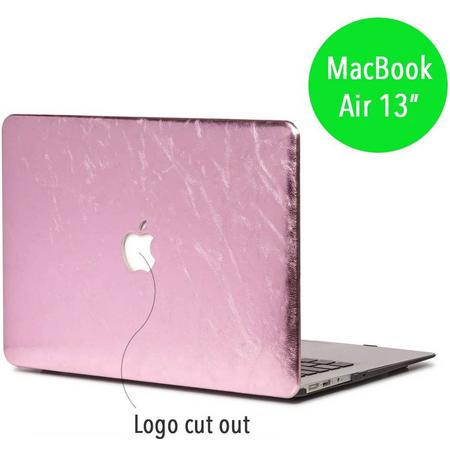 Lunso - hardcase hoes - MacBook Air 13 inch - shiny leer roze