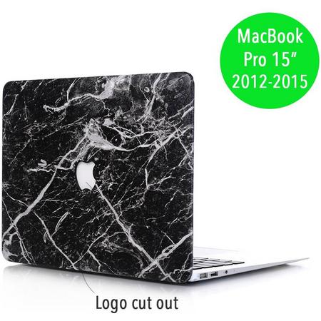 Lunso - hardcase hoes - MacBook Pro Retina 15 inch (2012-2015) - marmer zwart/wit