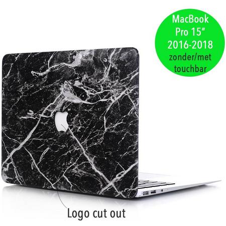 Lunso - hardcase hoes - MacBook Pro Retina 15 inch (2016-2018) - marmer zwart/wit