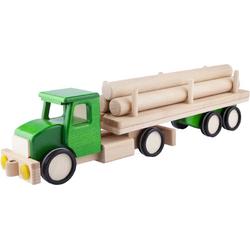 Groene houten vrachtwagen met boomstammen - 52x10x13cm - Handgemaakt - Uniek design - LUPO