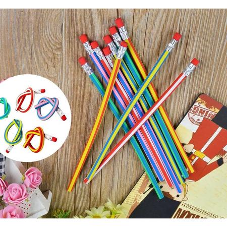 LUX- 25 uitdeelcadeau - Flexibele potloden-Buig potloden-potloden met gum kinderen-traktatie- 25STUKS flexibel potloden