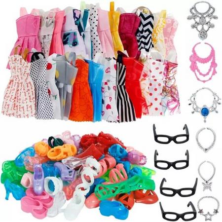 Barbie Pop - Barbie Kledingset - Barbie Kleren - Barbie Jurkjes - Poppenkleren - Modepoppen - 32 Accessoires