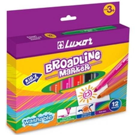 Luxor Kids Broadline viltstiften 12-delig uitwasbaar