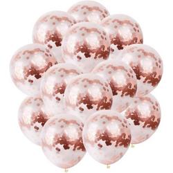 Confetti ballonnen (20st.) - Grote latex ballon - rose gold feest ballonen - ballondecoratie - decoratie voor verjaardag, babyshower, sweet 16, bruiloft en vrijgezellenfeest - Roze goud versiering