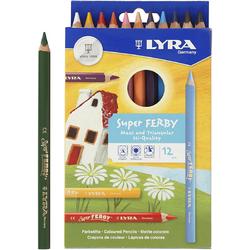 Super Ferby 1 Kleurpotloden, kleuren assorti, vulling: 6,25 mm, l: 18 cm, 12stuks