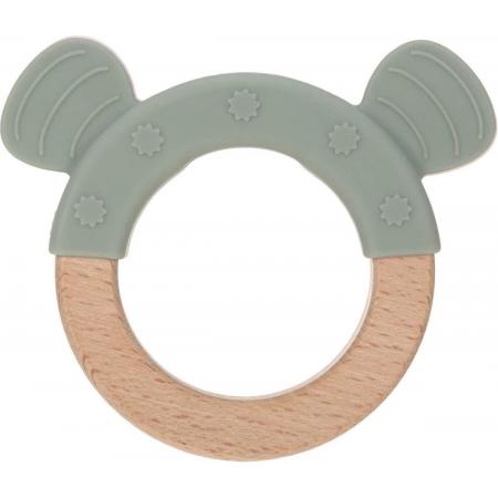 Lässig Teether Ring Wood Silicone Little Chums - Cat