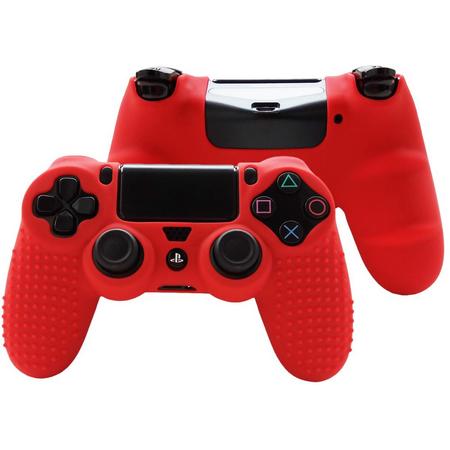 Playstation 4 Controller Siliconen Skin Grip - Playstayion Skin - PS4 - Rood - Inclusief Grip Stick Covers