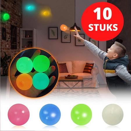 10x Sticky Balls - Originele Globbles - Glow in the Dark - Globbles Balls - Globbles Speelgoed - 3 Kleuren
