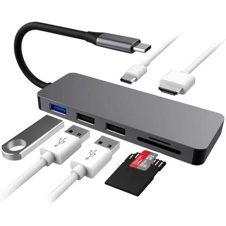UBS-C HUB 7 in 1 USB-C naar HDMI, USB-A, TF-CARD en MICRO-SD