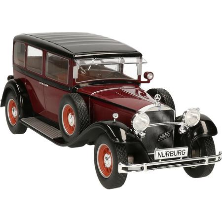 MCG - Modelauto - Mercedes-Benz Typ Nurburg 460 1928 - Schaal 1:18 - rood/zwart - 28 x 9 x 11 cm