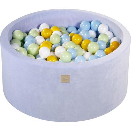 Ballenbak VELVET Baby Blauw - 90x40 incl. 300 ballen - Licht Groen, Baby Blauw, Wit, Geel