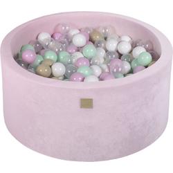Ballenbak VELVET Poeder Roze - 90x40 incl. 300 ballen - Mint, Pastel Roze, Beige, Transparant, Wit