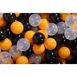 MeowBaby® Ballenbakballen set - Geel, Zwart, Transparant 500 stuks
