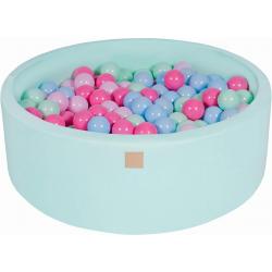 MeowBaby® Ronde Ballenbak set incl 200 ballen 90x30cm - Mint: Mint, Babyblauw, Licht Roze, Roze