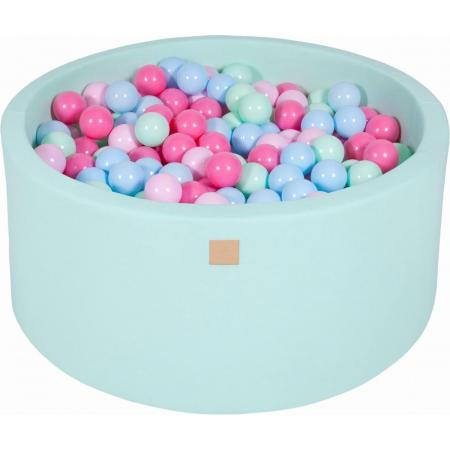 MeowBaby® Ronde Ballenbak set incl 300 ballen 90x40cm - Mint: Mint, Babyblauw, Licht Roze, Roze