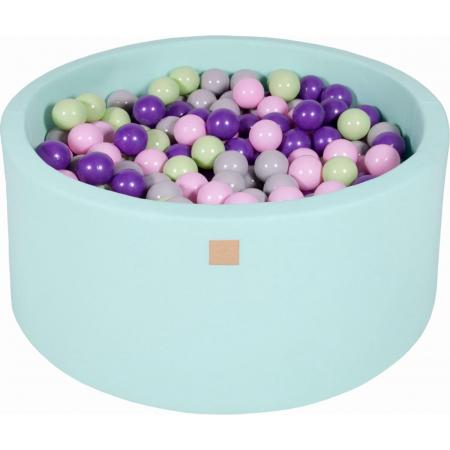 MeowBaby® Ronde Ballenbak set incl 300 ballen 90x40cm - Mint: Roze, Grijs, Violet, Licht Groen