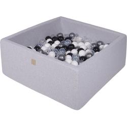 Vierkante Ballenbak incl. 200 ballen - 90x90x40 cm - Licht Grijs - Wit, Transparant, Zilver