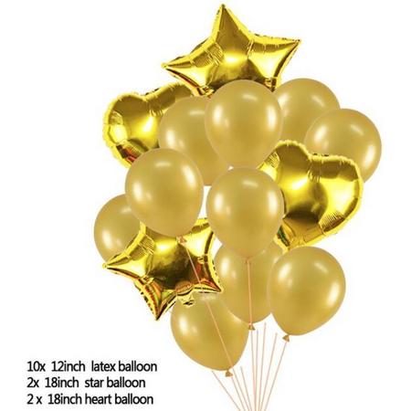 Ballonpakket 14 stuks Folieballonnen en Latexballonnen in Goud (31250)