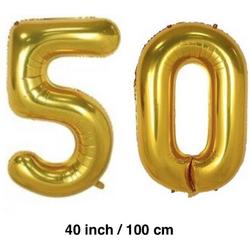 Folie-ballonnen cijfers 50 in GOUD van 40 INCH / 100 CM  (31270)