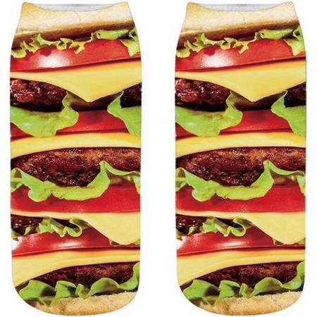 Fun sokken, kort, met grote Hamburger (31176)