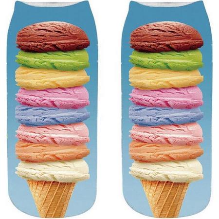 Fun sokken (kort) met schep-ijs op een hoorntje (31179)