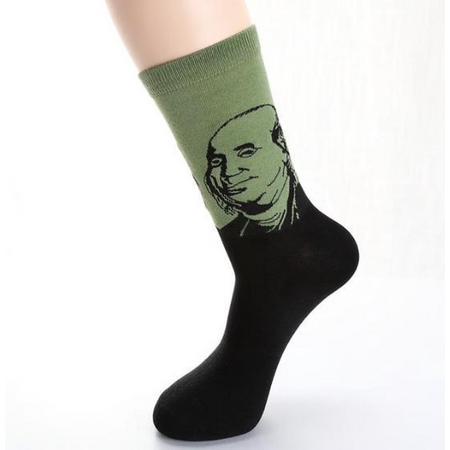 Fun sokken Benjamin Franklin groen (91056)