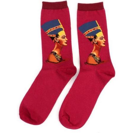 Fun sokken met Nefertiti de koningin van Toetanchamon -rood-  (30134)