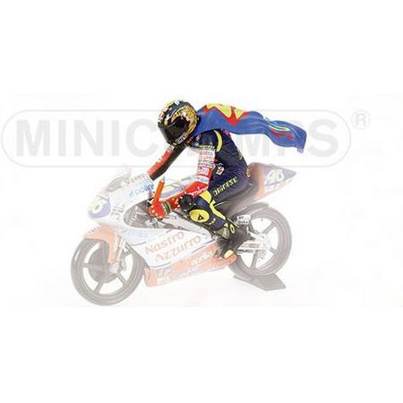 Figuur V. Rossi Riding World Champion GP 125 1:12 Minichamps Blauw / Rood / Geel 312 970146