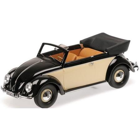 Volkswagen Beetle Convertible 1949 1:18 Minichamps Zwart / Creme 107 054131