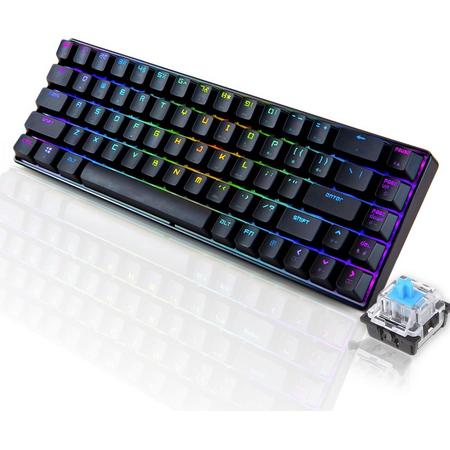 MK Mechanisch Toetsenbord 68keys - Mechanical Keyboard Qwerty - Blue Clicky Switches - Custom RGB