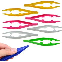 MMOBIEL 12x Lichtgewicht Plastic Pincet Gekartelde Puntige Tip - Verschillende Kleuren