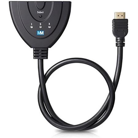 MMOBIEL HDMI Switch - Splitter 3 in naar 1 uit - Vergulde connectoren - 3 in 1 - 1080p Full HD - Indicatie LED - Pigtail