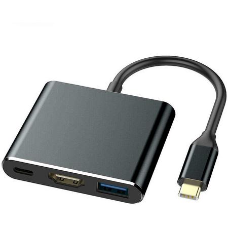 MMOBIEL HDMI naar USB Type C Hub Adapter voor Macbook - Samsung - USB 3.1 - 3.0 - Aluminium ZWART