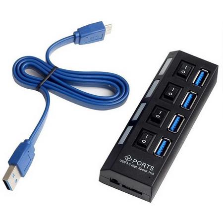 MMOBIEL High Speed 4 Ports 3.0 USB hub Multi oplaadadapter met aan/uit knop en led verlichting.
