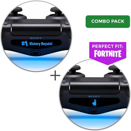 FORTNITE Combo Pack - PS4 Controller Skins PlayStation Stickers / 2x Lightbar Stickers Bundel: Victory Royale & Supply Llama