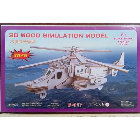 houten 3d model Helicopter leger black shark fighter